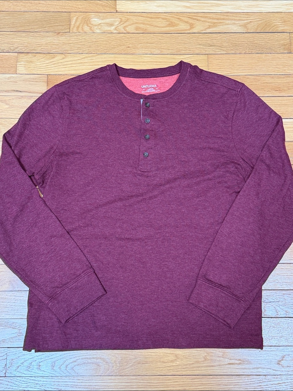 UNTUCKit Long-Sleeve Henley Shirt in Burgundy